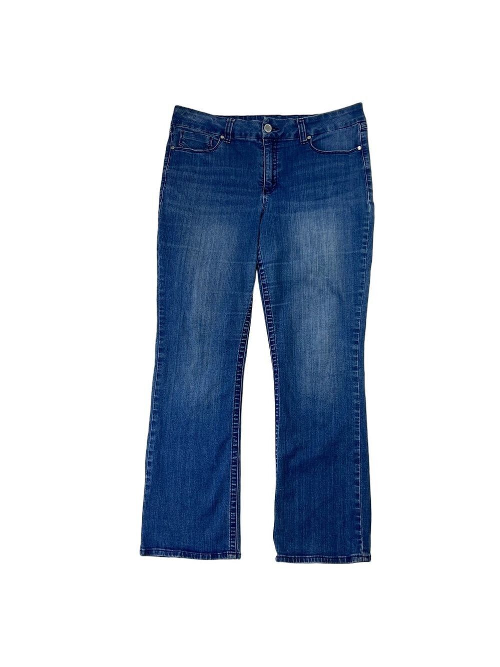 Seven7 Jeans Tummyless High Rise Slim Boot Cut Size 18 Womens Mid Wash 36x30